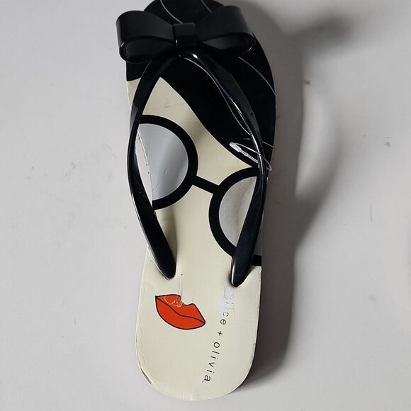 ALICE + OLIVIA | Stacey Face Flip Flops black Red Size 37 - Picture 6 of 6